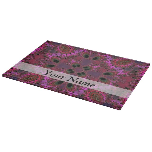 Magenta digital fractal pattern cutting board (Corner)