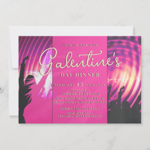 Magenta Disco Retro Galentine Dinner Brunch Party Invitation