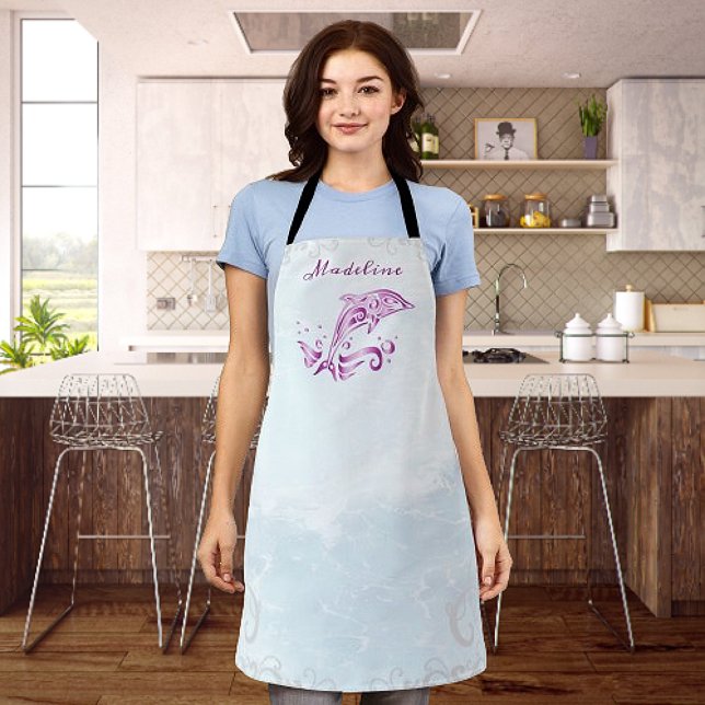 Magenta Dolphin Personalised Apron (Magenta Dolphin Personalized Apron)