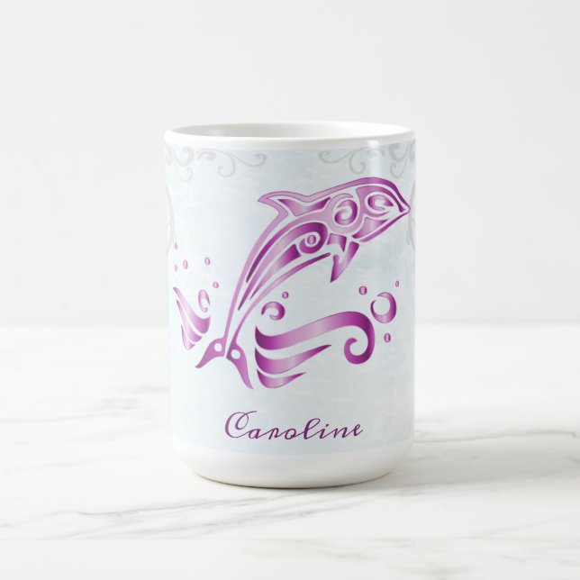 Magenta Dolphin Personalised Coffee Mug (Center)
