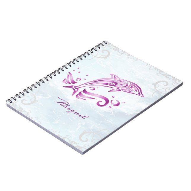 Magenta Dolphin Personalised Notebook (Left Side)