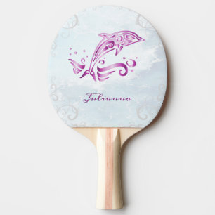 Magenta Dolphin Personalised Ping Pong Paddle