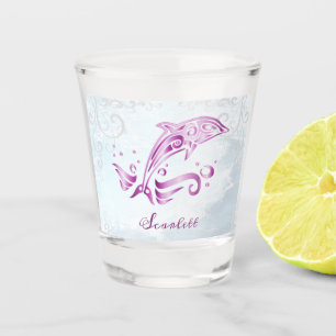 Magenta Dolphin Personalised Shot Glass