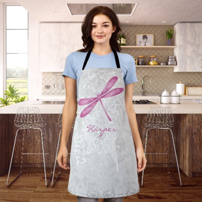 Magenta Dragonfly Personalised Apron (Magenta Dragonfly Personalized Apron)