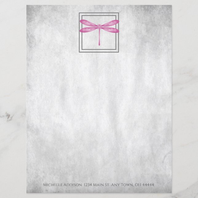 Magenta Dragonfly Personalised Paper Sheet (Front)