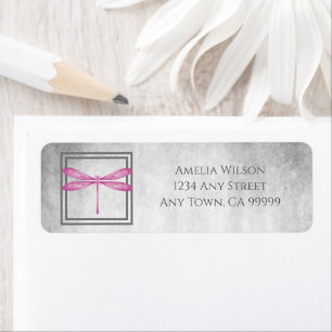 Magenta Dragonfly Return Address Label