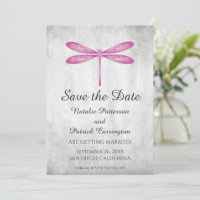 Magenta Dragonfly Save the Date Invite