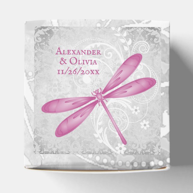 Magenta Dragonfly Wedding Favour Box (Top)