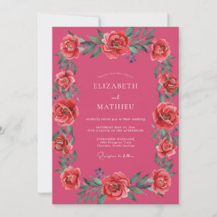 Magenta Effervescent Summer Wedding Invitation