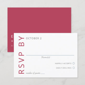 Magenta  Elegant Modern Minimalist Wedding RSVP Card