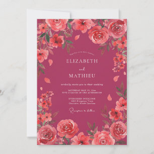 Magenta Enchanting Spring Wedding Invitation