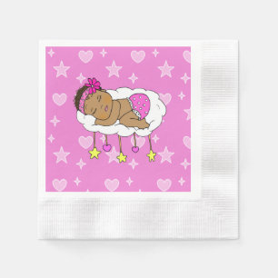Magenta Ethnic Baby Girl Hearts and Stars Napkin