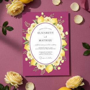 Magenta Exuberant Mediterranean Wedding Invitation