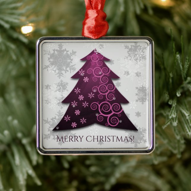Magenta Festive Christmas Tree Ceramic Ornament (Tree)