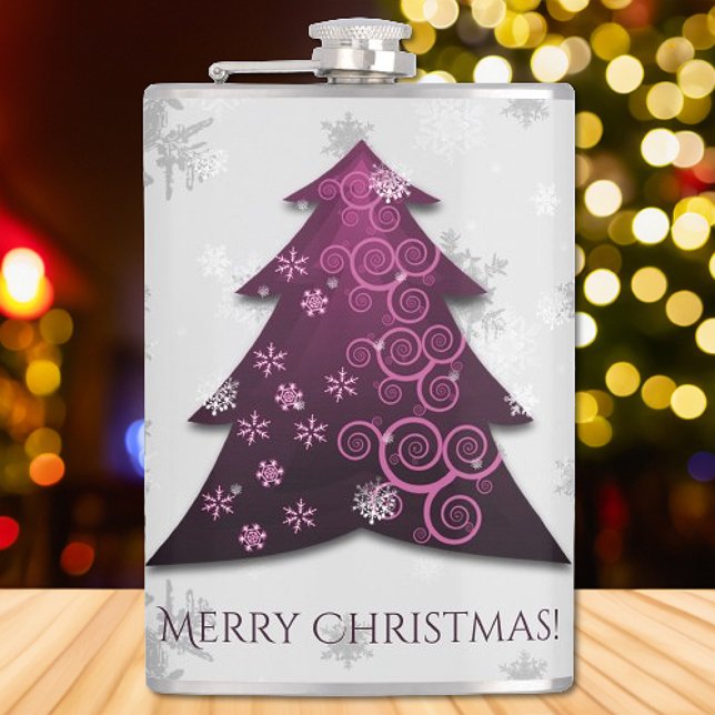 Magenta Festive Christmas Tree Flask (Magenta Festive Christmas Tree Flask)