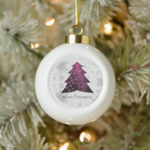 Magenta Festive Christmas Tree Framed Ornament