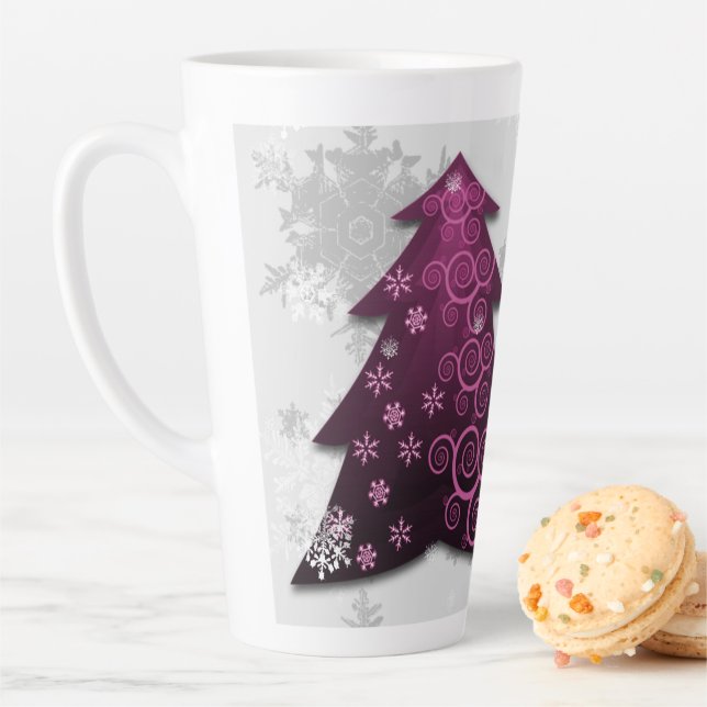 Magenta Festive Christmas Tree Latte Mug (In Situ)