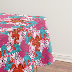 Magenta Floral Abstract Botanical Pattern Tablecloth