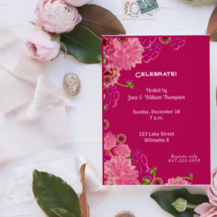 Magenta floral  invitation