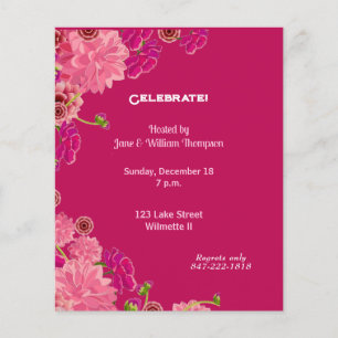 Magenta floral invitation flyer