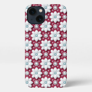 Magenta Floral Paper Bloom ✨ Elegant White Flower iPhone 13 Case
