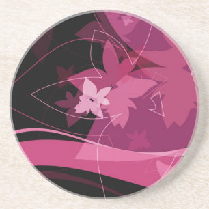Magenta Floral Pattern Coaster