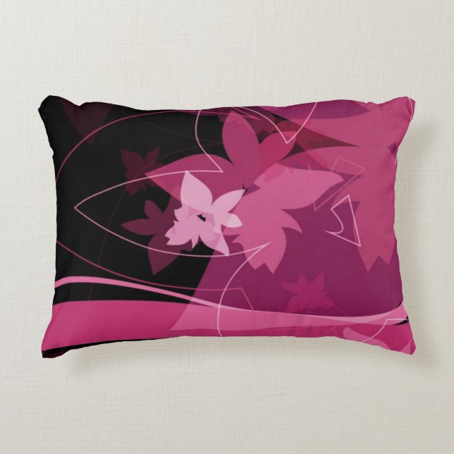 Magenta Floral Pattern Decorative Cushion (Front)