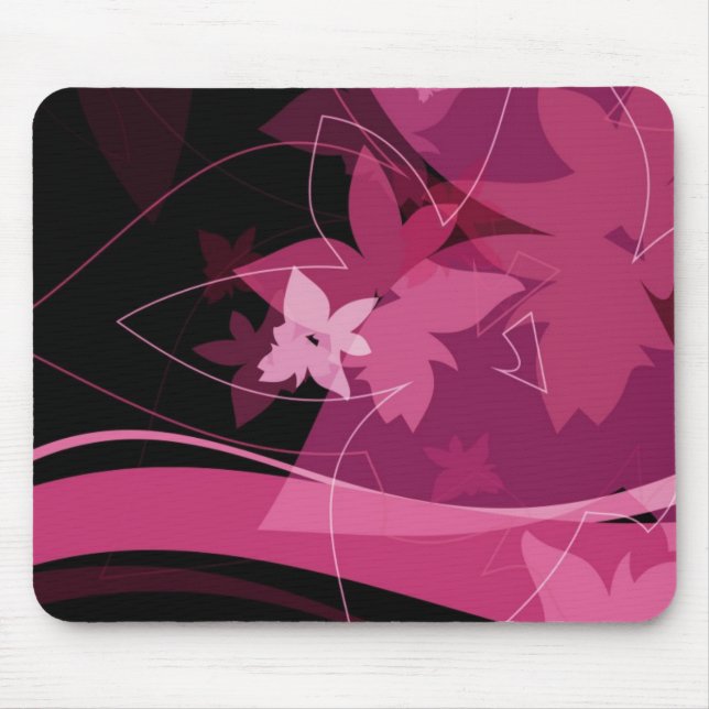 Magenta Floral Pattern Mouse Pad (Front)