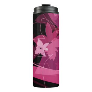 Magenta Floral Pattern Thermal Tumbler