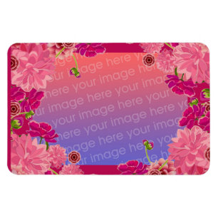 Magenta floral photo magnet