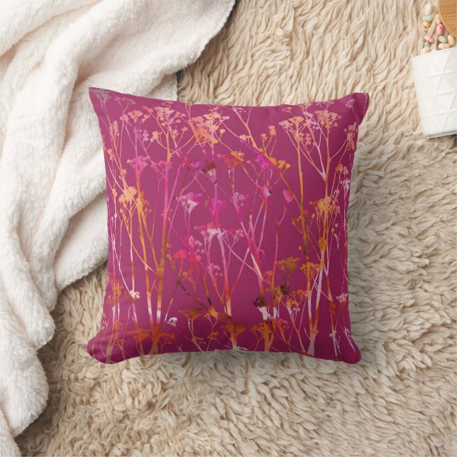 Magenta Floral Print Cushion (Blanket)