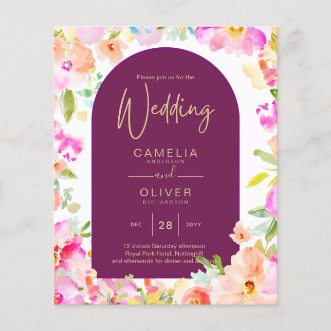 Magenta Floral Wedding Flyer (Front)