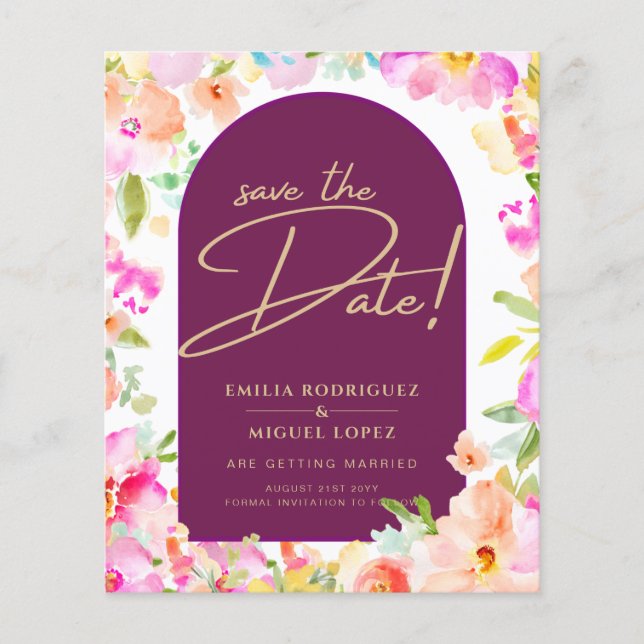 Magenta Floral Wedding Flyer (Front)