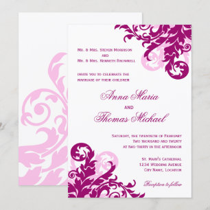 Magenta Flourish Wedding Invitation