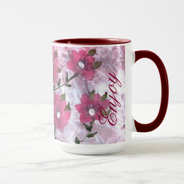 Magenta Flowered Coffee Mug (Right)