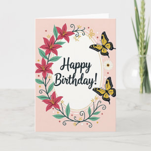 Magenta Flowers Birthday Card