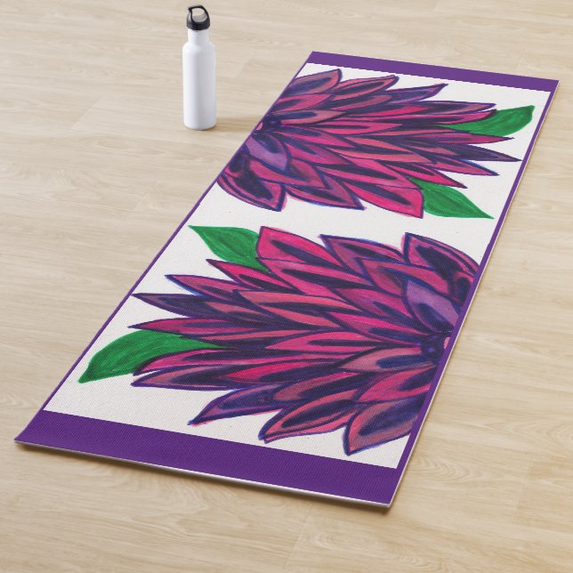 Magenta Flowers Yoga Mat (In Situ)