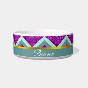 Magenta Foil and Teal ZigZag Pattern Bowl