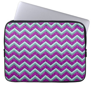 Magenta Foil and Teal ZigZag Pattern Laptop Sleeve