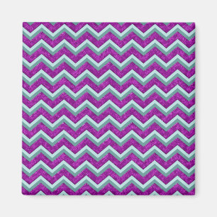 Magenta Foil and Teal ZigZag Pattern Magnet