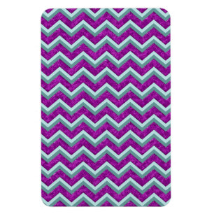 Magenta Foil and Teal ZigZag Pattern Magnet