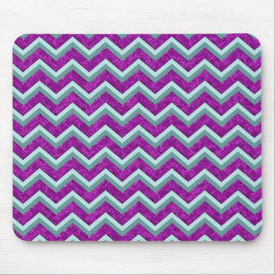 Magenta Foil and Teal ZigZag Pattern Mouse Pad