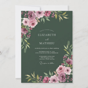 Magenta Forest Painted Wedding Invitation