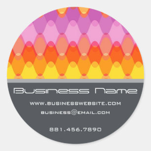 Magenta Funky Groovy Zig Zag Waves Chevron Pattern Classic Round Sticker