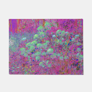 Magenta Garden with Aqua Hydrangea Flowers Doormat