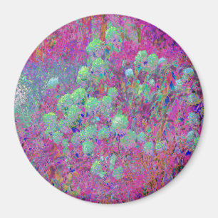 Magenta Garden with Aqua Hydrangea Flowers Magnet