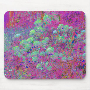 Magenta Garden with Aqua Hydrangea Flowers Mouse Pad