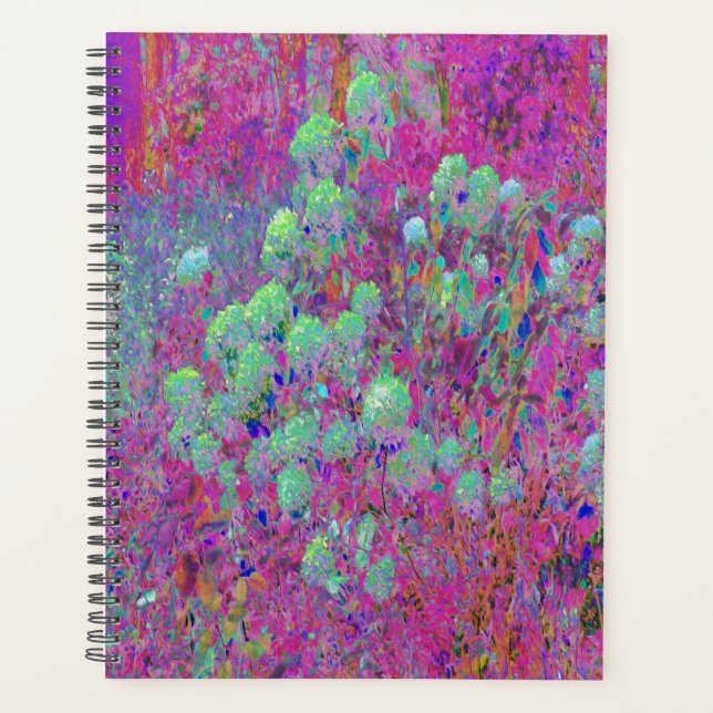 Magenta Garden with Aqua Hydrangea Flowers Planner (Front)
