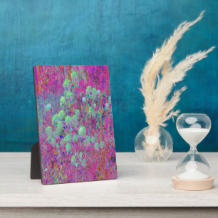 Magenta Garden with Aqua Hydrangea Flowers Plaque