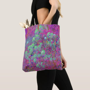 Magenta Garden with Aqua Hydrangea Flowers Tote Bag